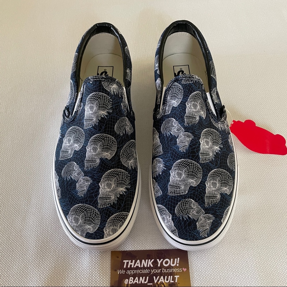 Vans Classic Slip-On Wireframe Skulls Dark Blue - Picture 7 of 9